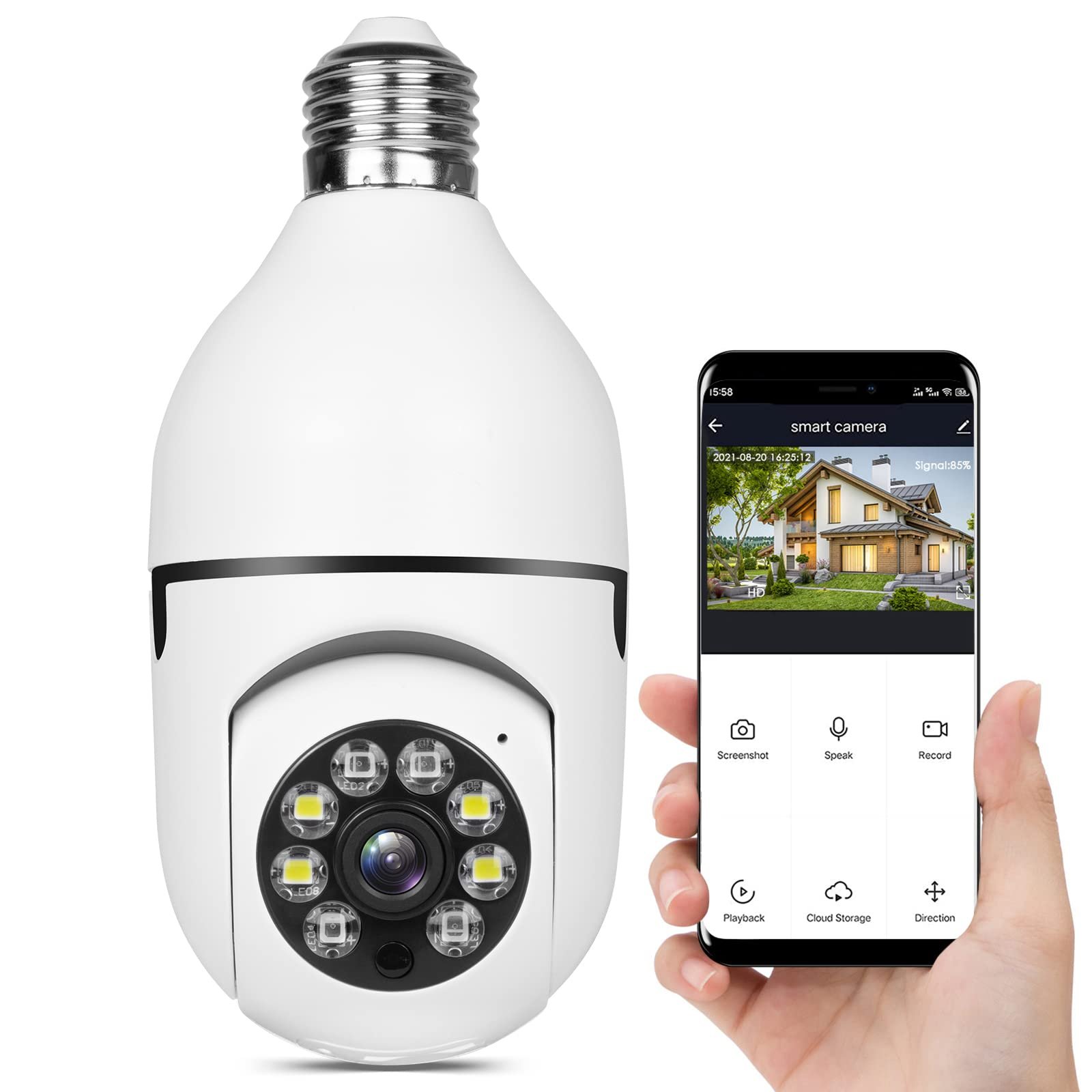 Cámara de vigilancia WiFi 360° tipo bombillo 5 MP - Imagen 2