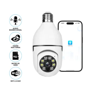 Cámara de vigilancia WiFi 360° tipo bombillo 5 MP