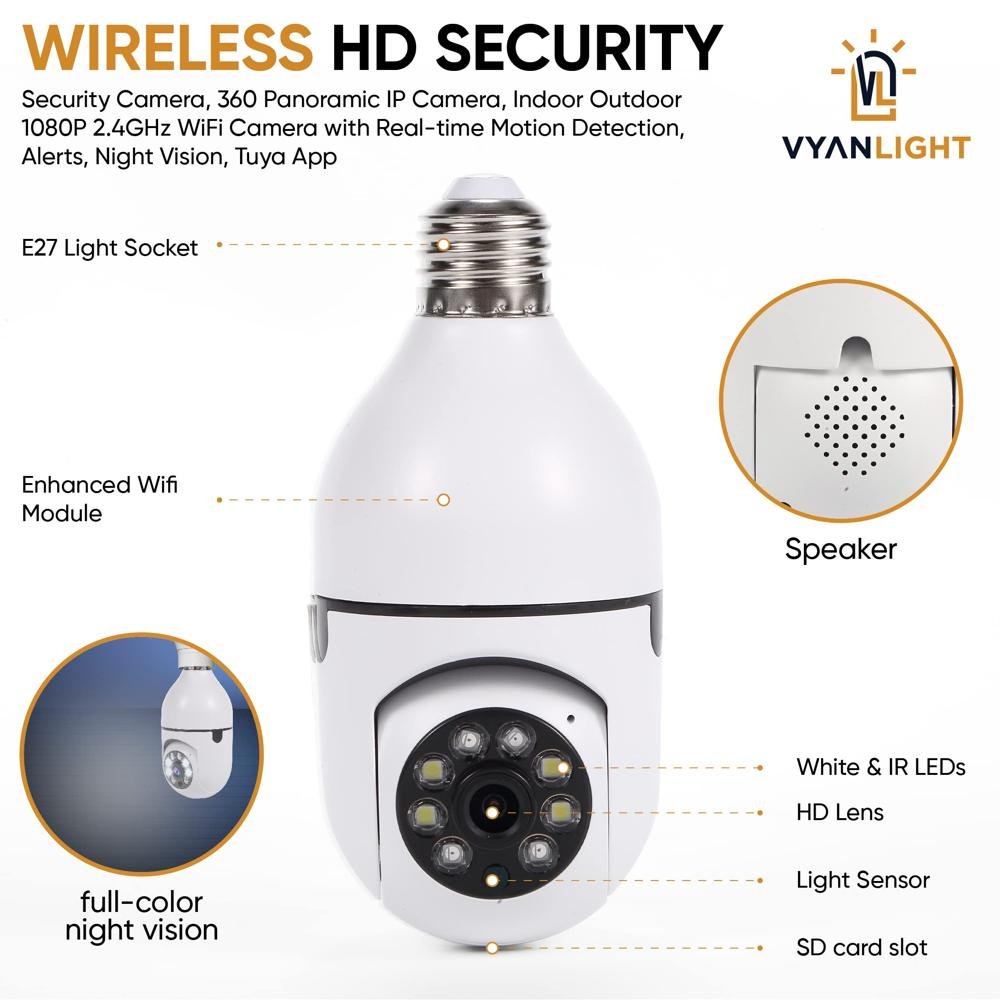 Cámara de vigilancia WiFi 360° tipo bombillo 5 MP - Imagen 3
